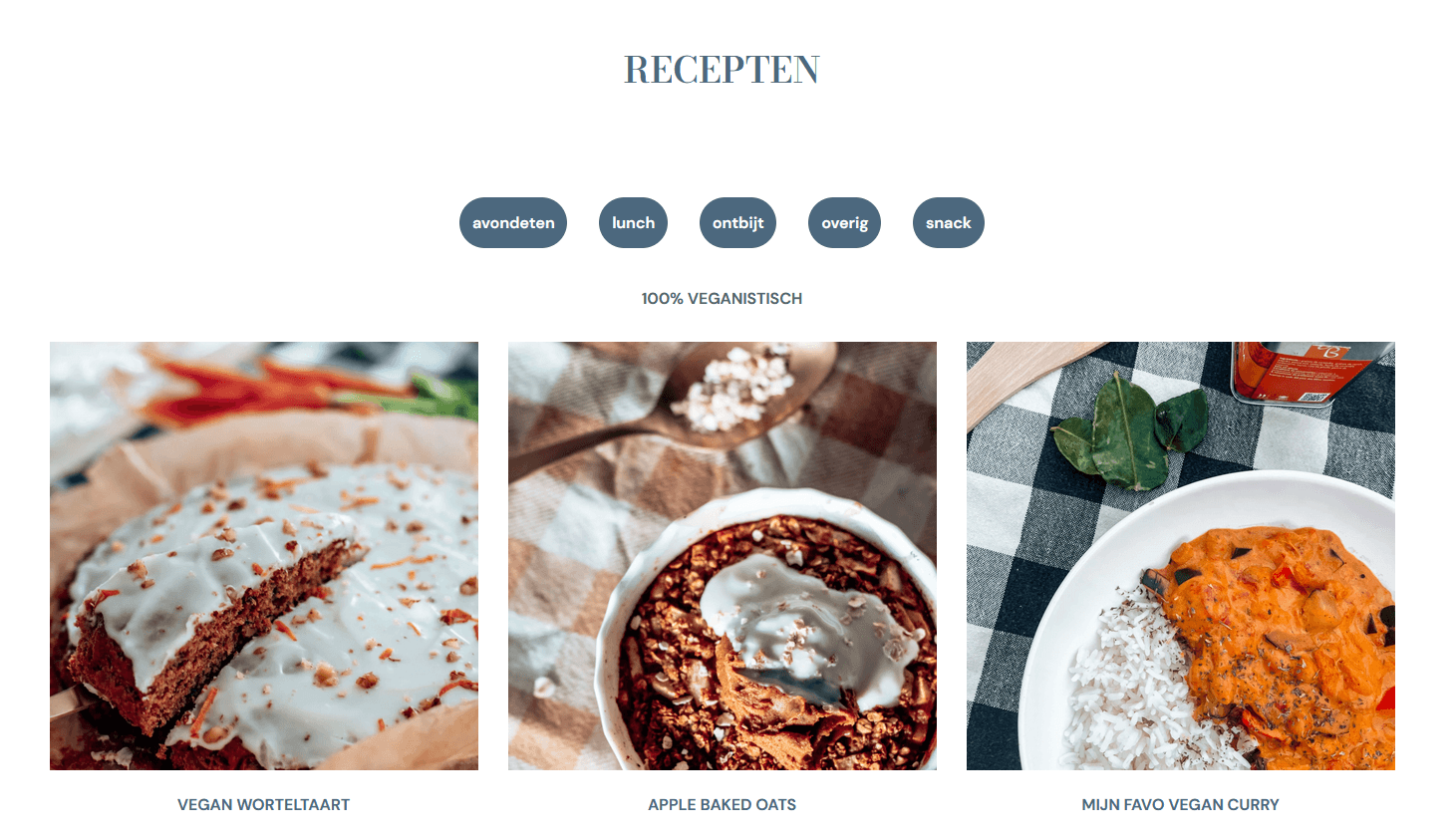 Personal website made for a content creator where she can share recipes, blog posts, video's and more.